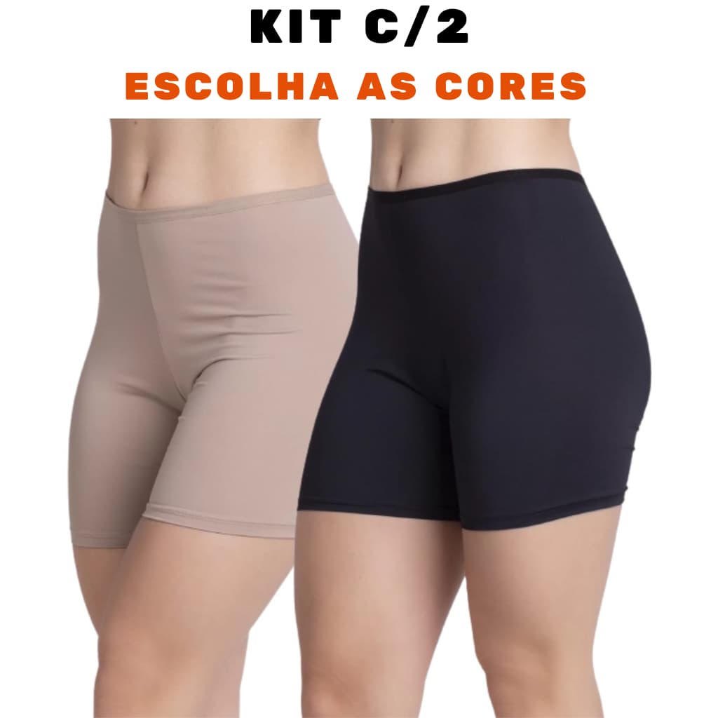 Kit 2 Short Anágua Modeladora Cintura Alta Segunda Pele