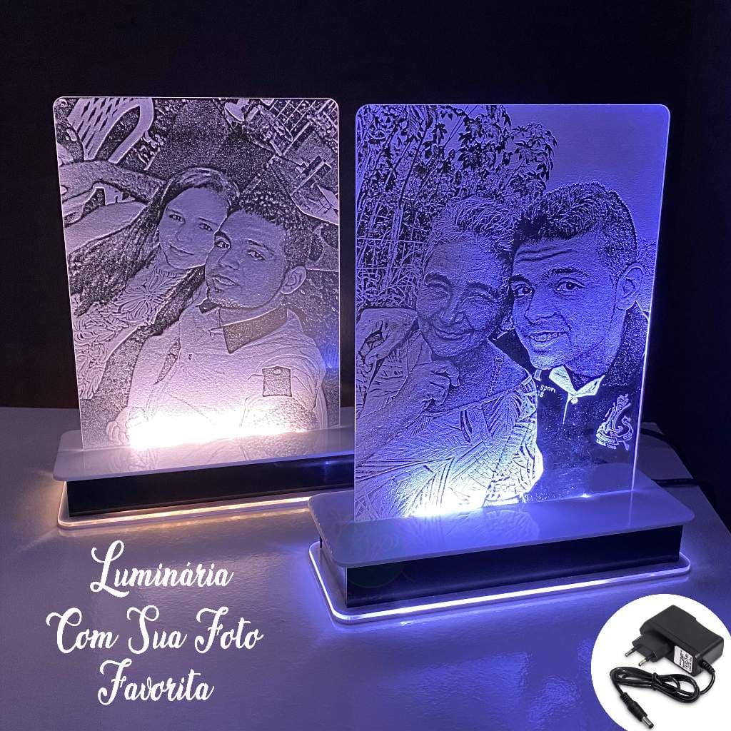 Luminária De Foto Led Acrílico Com Sua Foto Favorita Gravada