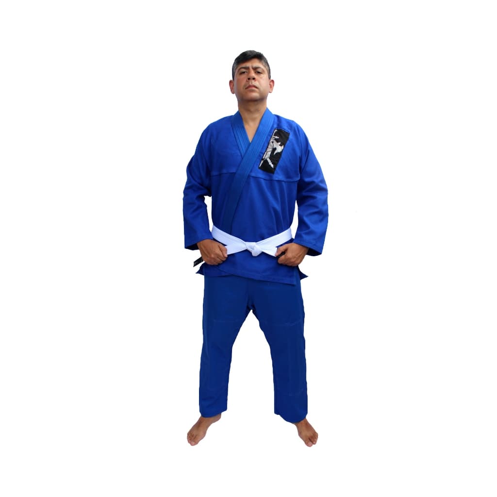 Kimono Jiu Jitsu Judo Adulto Azul Trançado Ranger Esportes