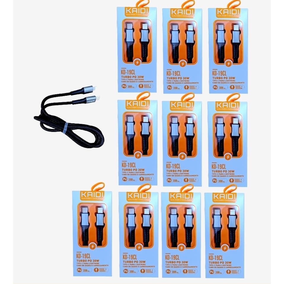 Kit 10 Cabo De Dados Kaidi 30w Carregamento Turbo Kd-19cl