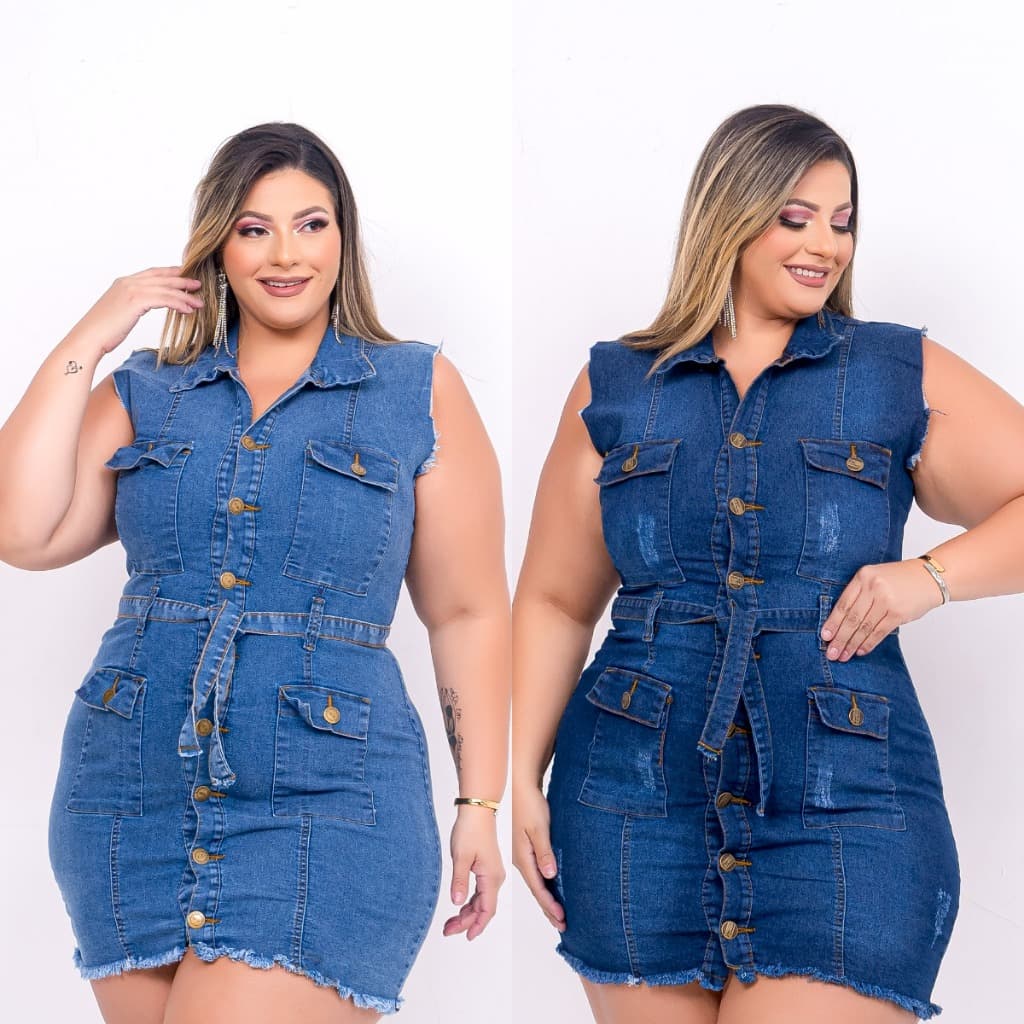 Kit 2 Vestido Jeans Plus Size Feminino com Lycra