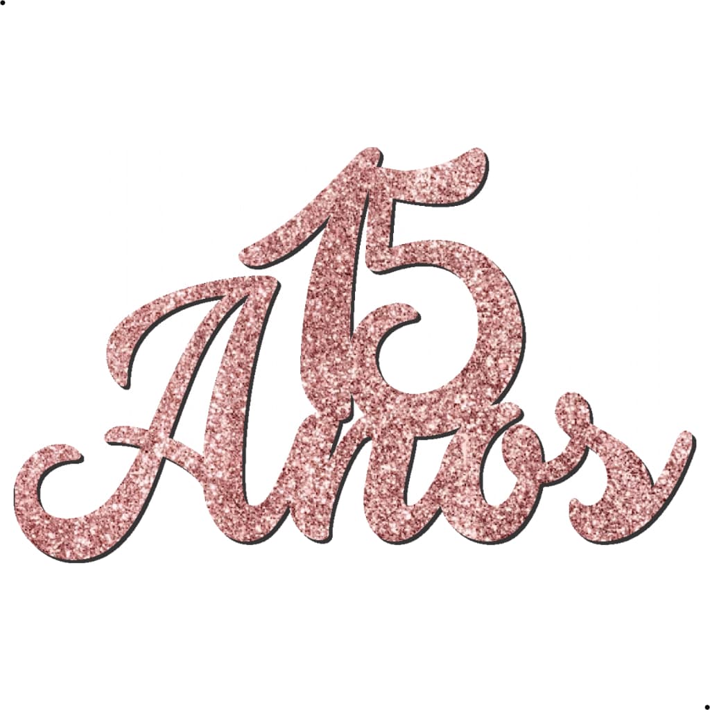 Letreiro Mdf Palavra 15 Anos 40cm Cor Rose Glitter Aplique Frase Painel Decorativo Festa Aniversario Decoração Happy Birthday