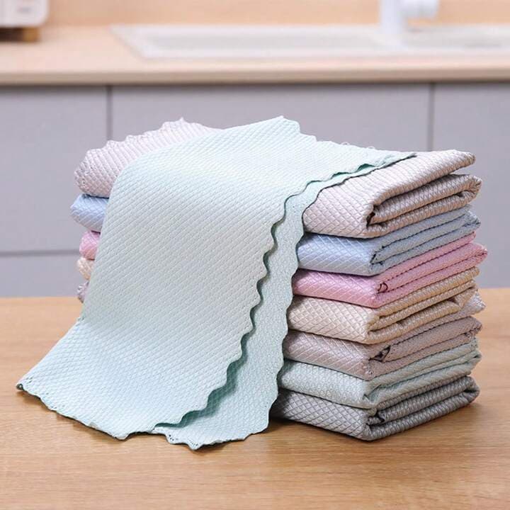 Kit 5 Pano de Limpeza de Microfibra Suave para Vidro, Pano de Polimento Pano de Escama de Peixe Reutilizável