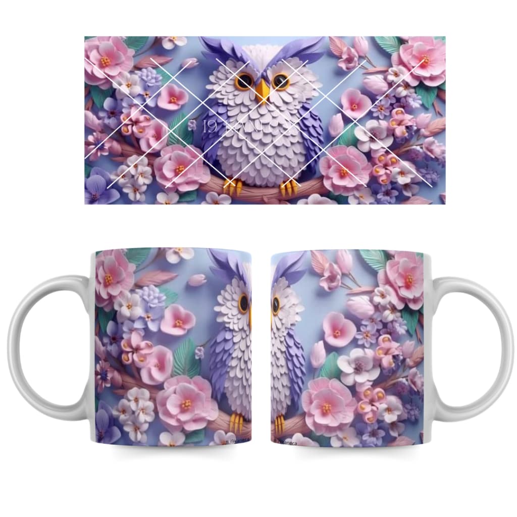 Caneca Personalizada Coruja Efeito 3D Presente Porcelana - 325ml 04