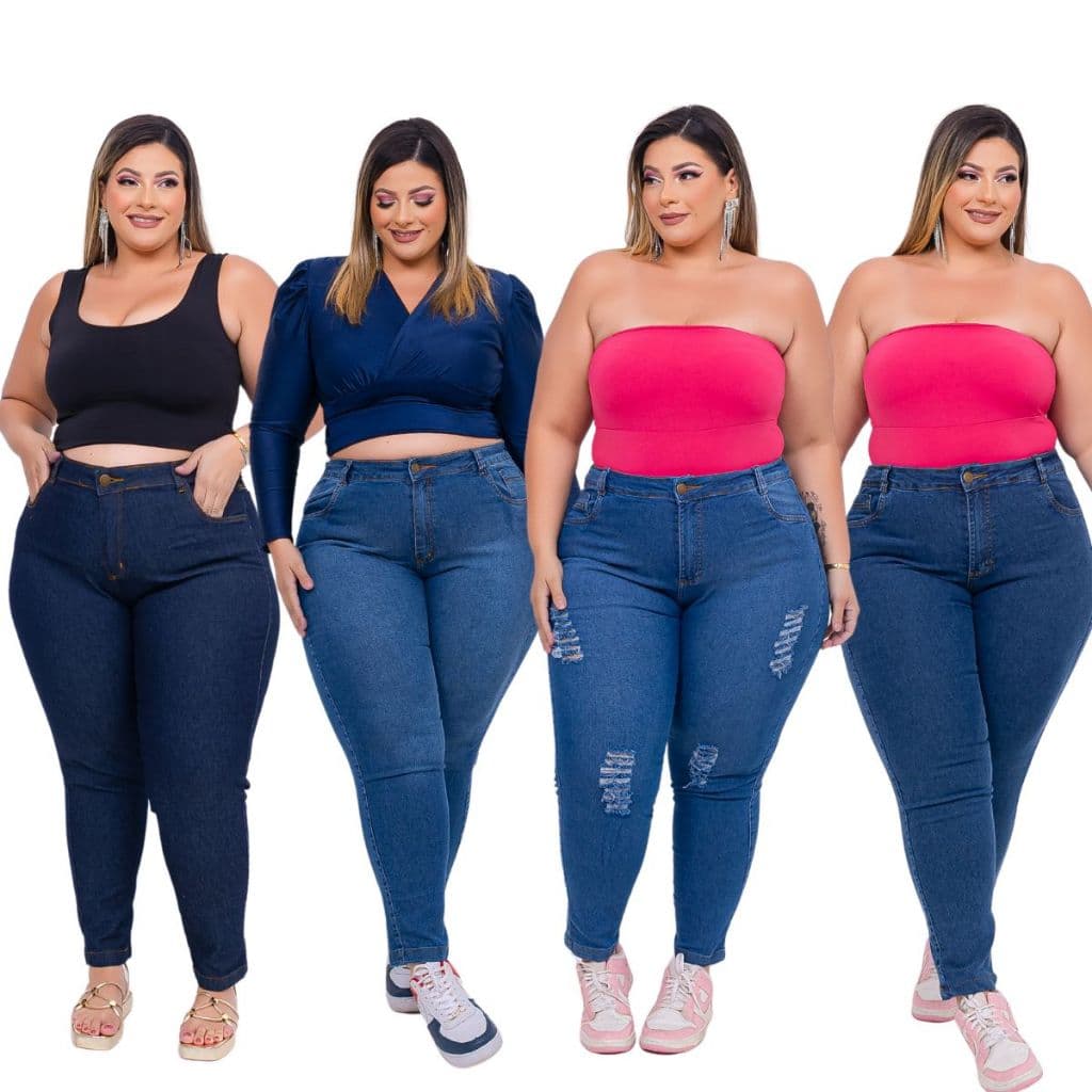 Calça Feminina Jeans Plus Size Cintura Alta