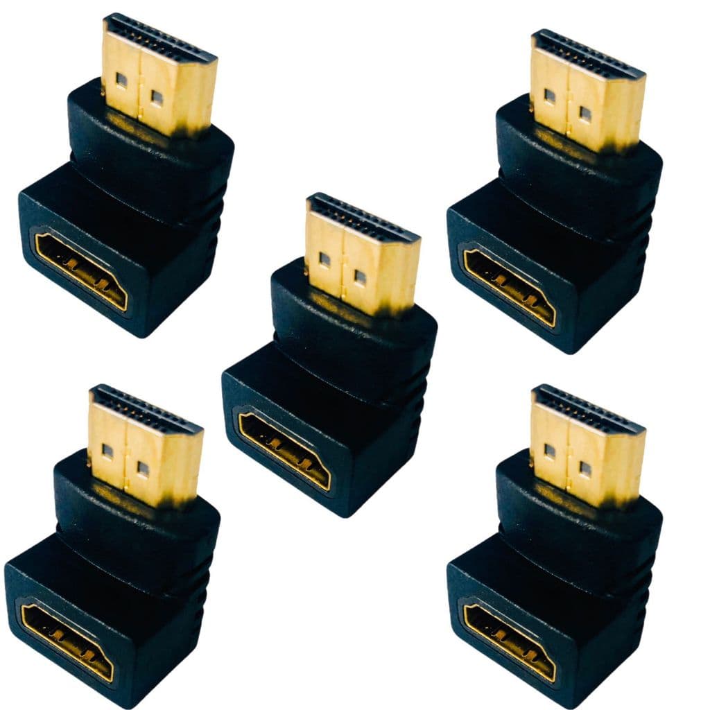 Kit 5 Adaptador Macho Femea Hdmi L 90 Graus Curva Parede