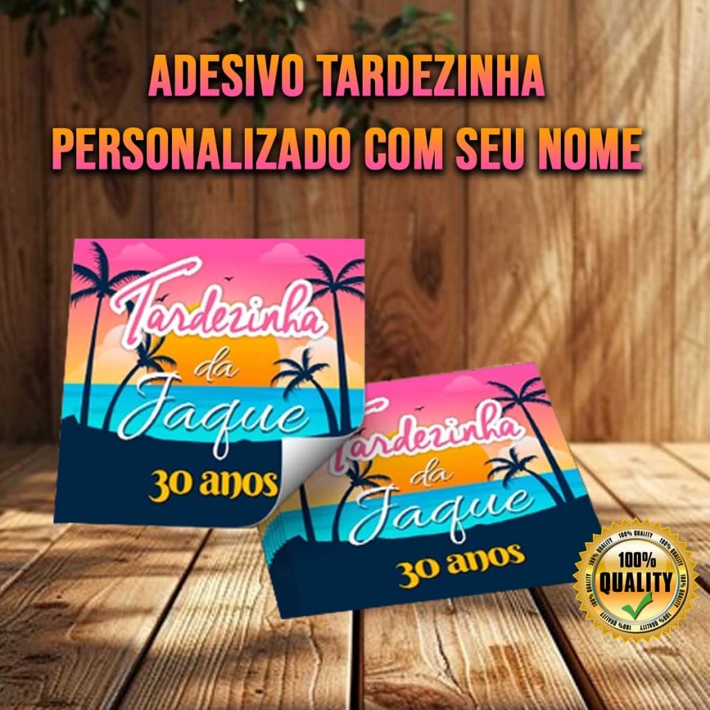 200 Adesivos 5x5 Tardezinha brilho Glossy ( Personalizado )