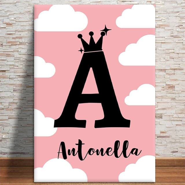 Quadro Decorativo Nome Antonella Quarto de Menina MDF 20x30