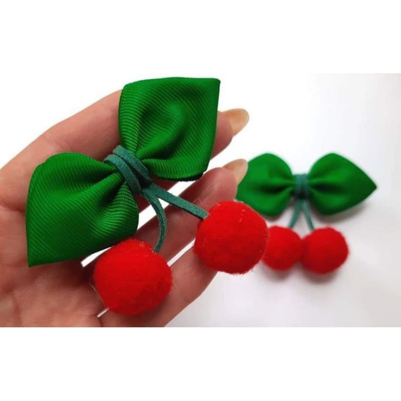 Laço cerejinha. Laço infantil. Parzinho de laços. Laço para meninas. Laço temático.
