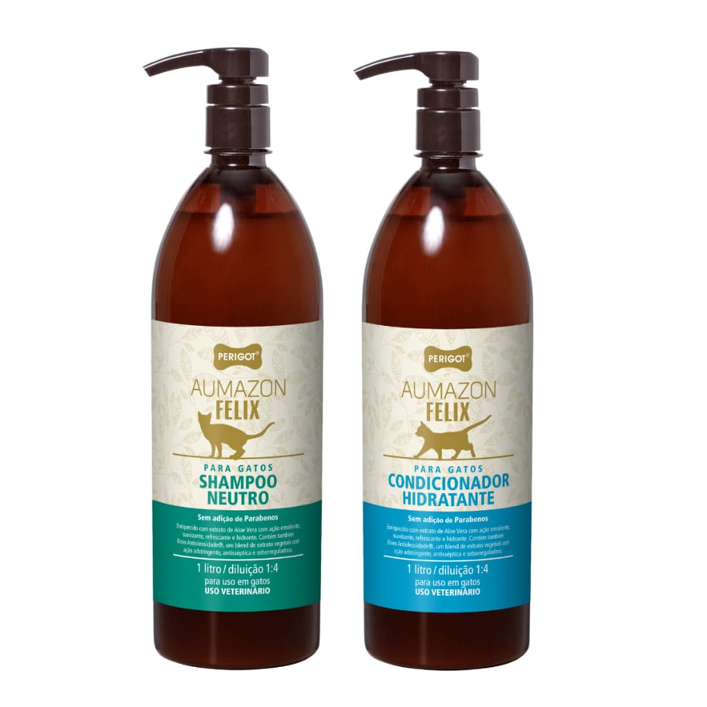 Kit Shampoo e Condicionador Perigot Aumazon Felix para Gatos