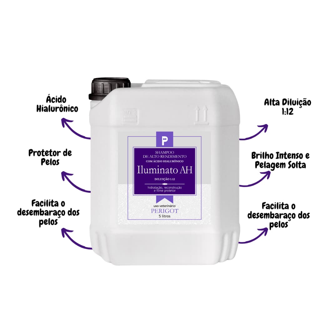 SHAMPOO ÁCIDO HIALURÔNICO DELUX AH ILUMINATO 5L PERIGOT CÃES GATO