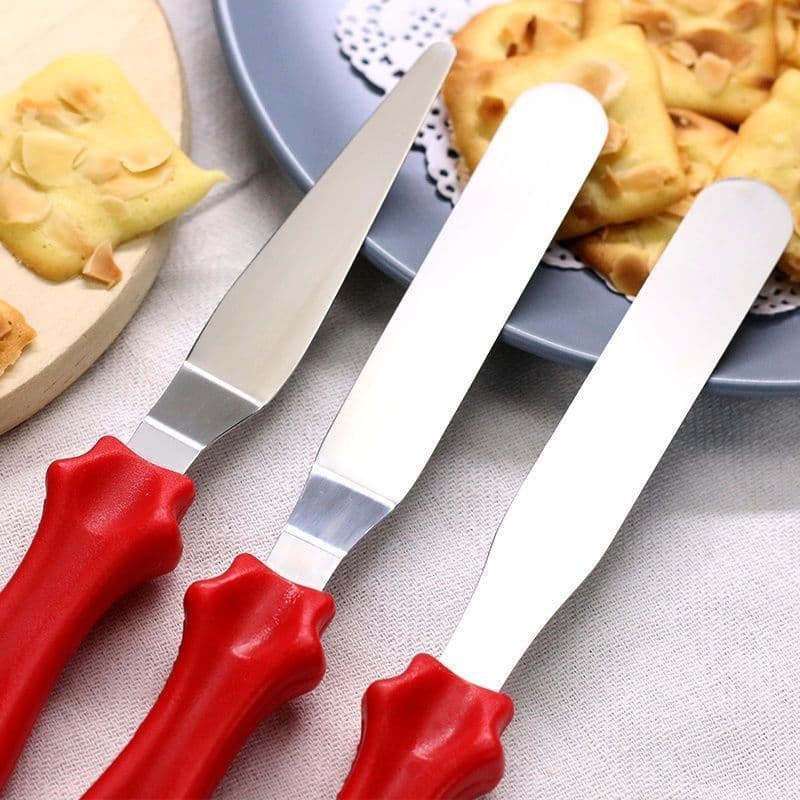 Kit 3 Espátulas Confeiteiro Para Bolos Decorados Pão Em Inox Multiuso