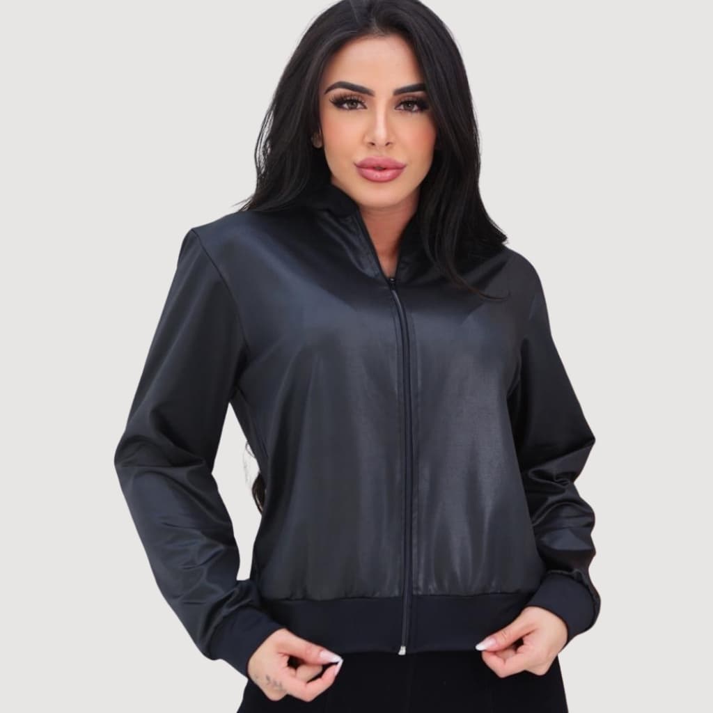 Jaqueta Feminina Corta Vento Bomber Cirre Blusa Feminina Manga Comprida