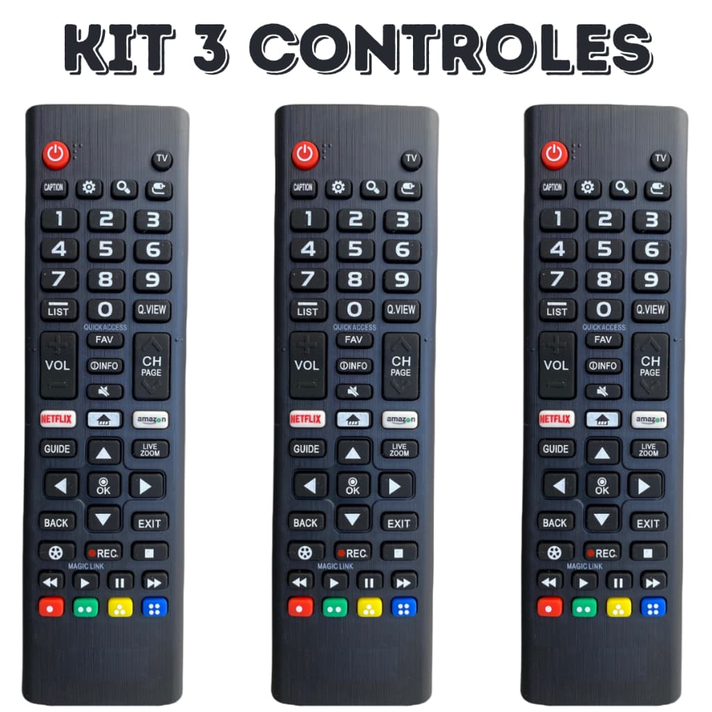 Kit 3 Controle Remoto Tv Smart L G 7045/8035