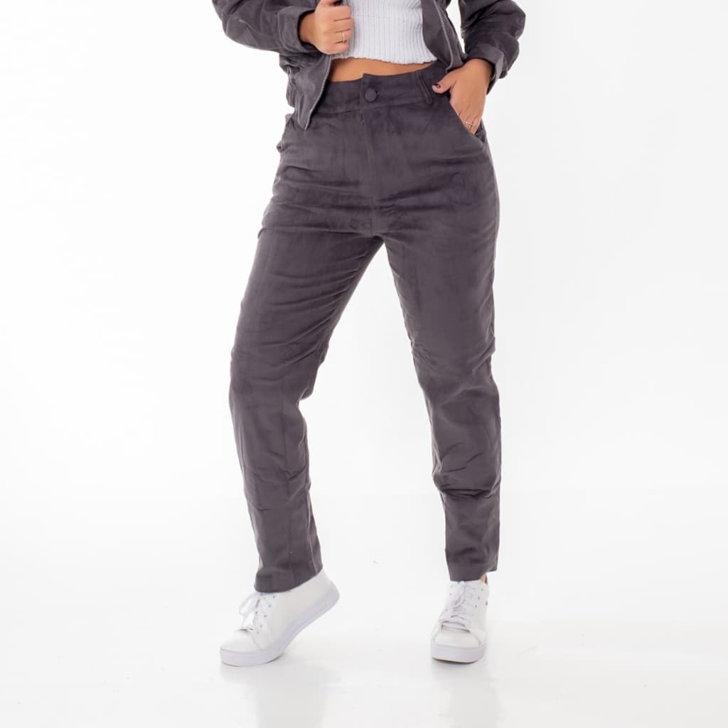 HBD O22# Calça Social Feminina Veludo Cotelê Com 2 Bolsos HM-CL-022