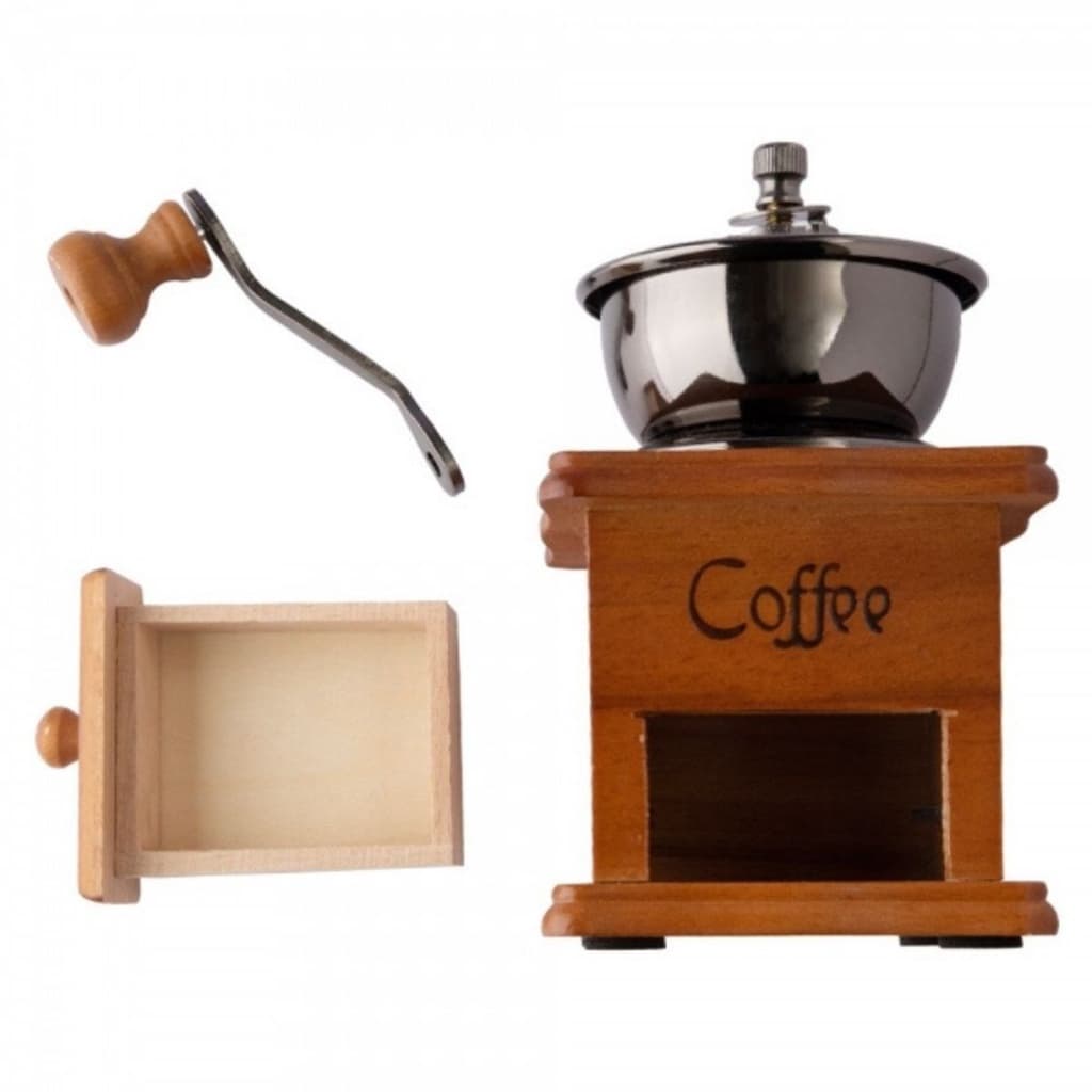 Moedor De Café Manual Madeira Retrô Manivela Lamina Premium