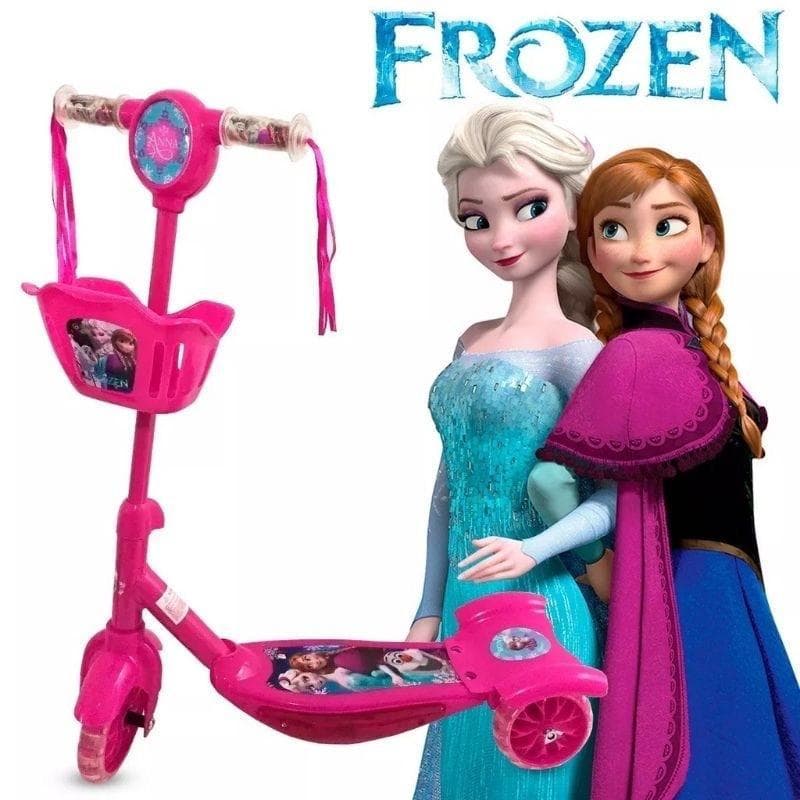 Patinete Musical 3 Rodas Cesta E Luzes Frozen  LOL Patrulha Canina Os Vingadores Meninos Até 36kg
