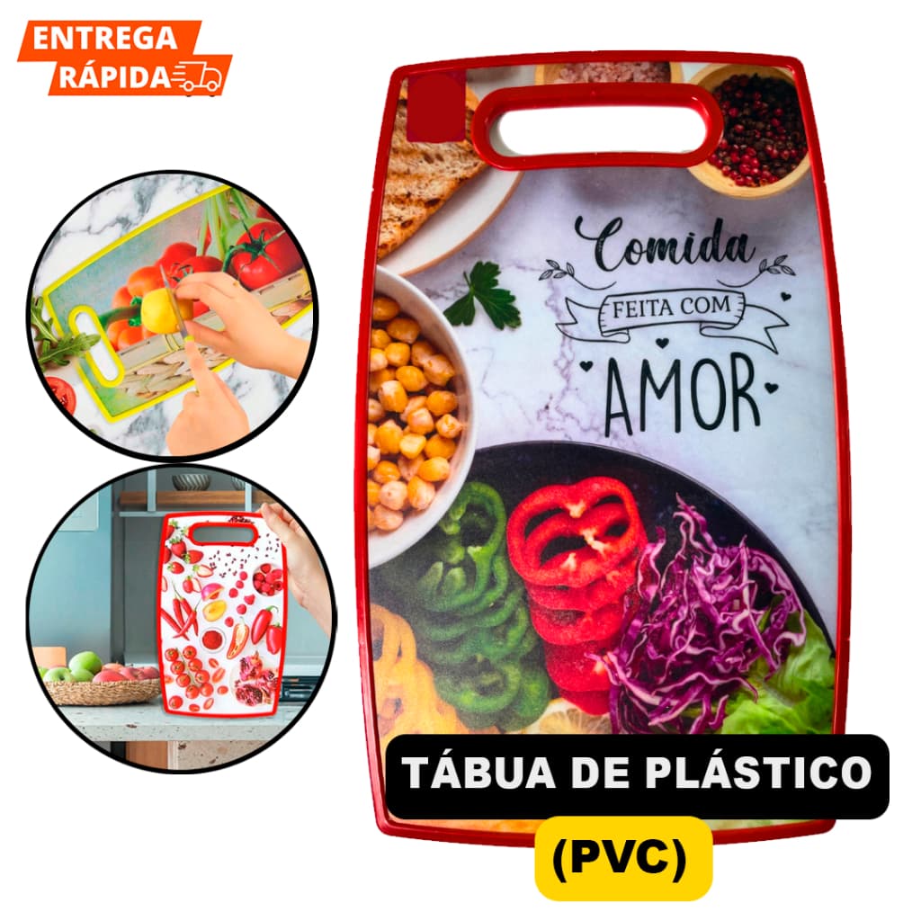 Tábua De Corte Resistente De Plástico Para Carne Legumes Frutas e Queijo Praticidade Estampada Estilo Para Sua Cozinha