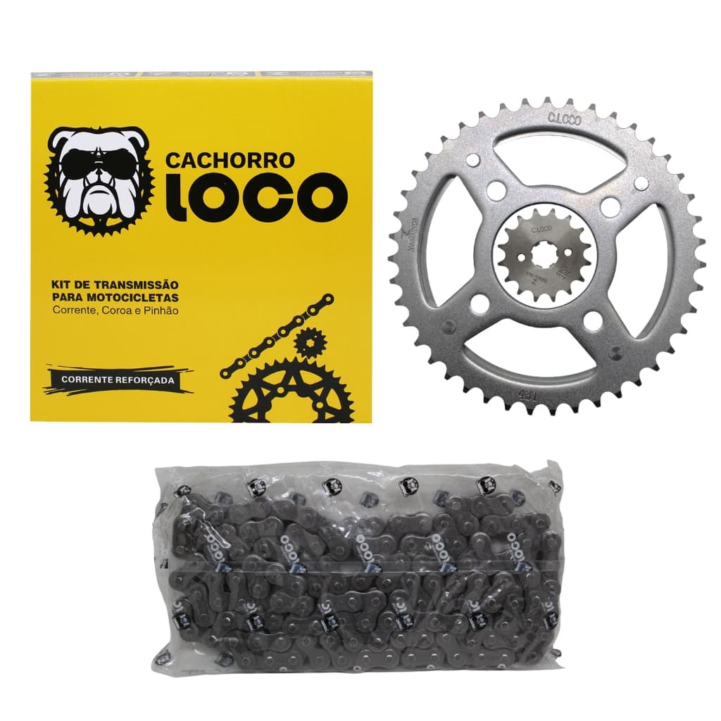 Kit Relação Cg 150 Titan 150 Fan 160 Cg Start Job Todas Cachorro Loco 428H X 118L