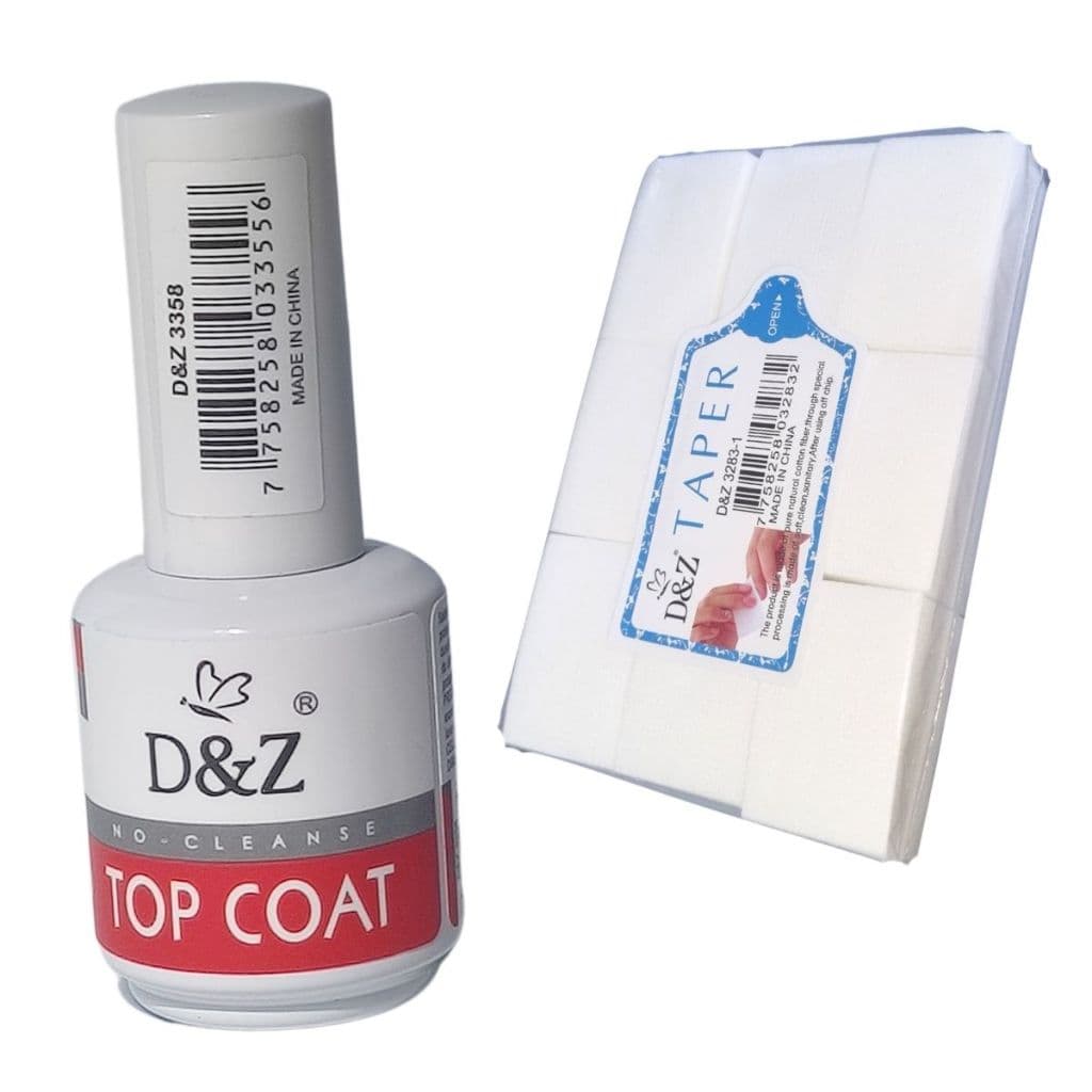 Kit Algodão Prensado Com Top Coat D&z Duplinha Do Poder Unha