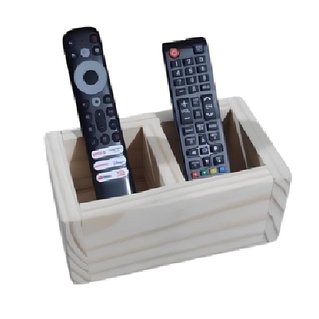 Suporte Organizador Controle Remoto TV Radio Ar Condicionado em Madeira Maciça