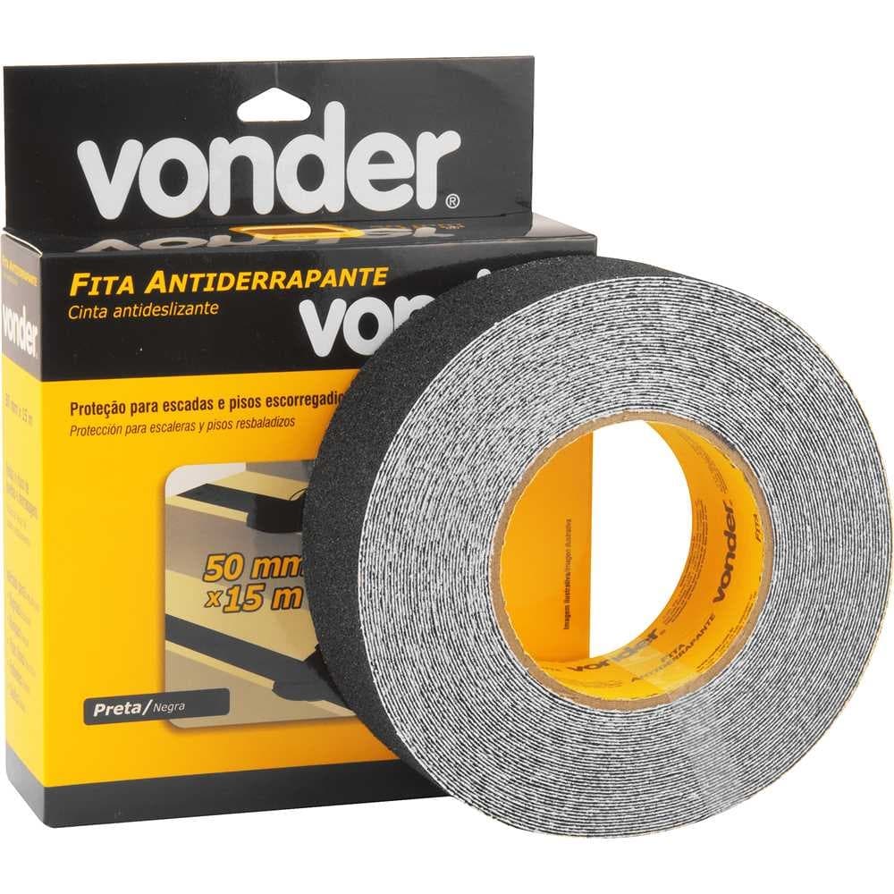 Fita Antiderrapante 5m e 15m Vonder Preta Area Interna Piso Escada Rampas Degraus