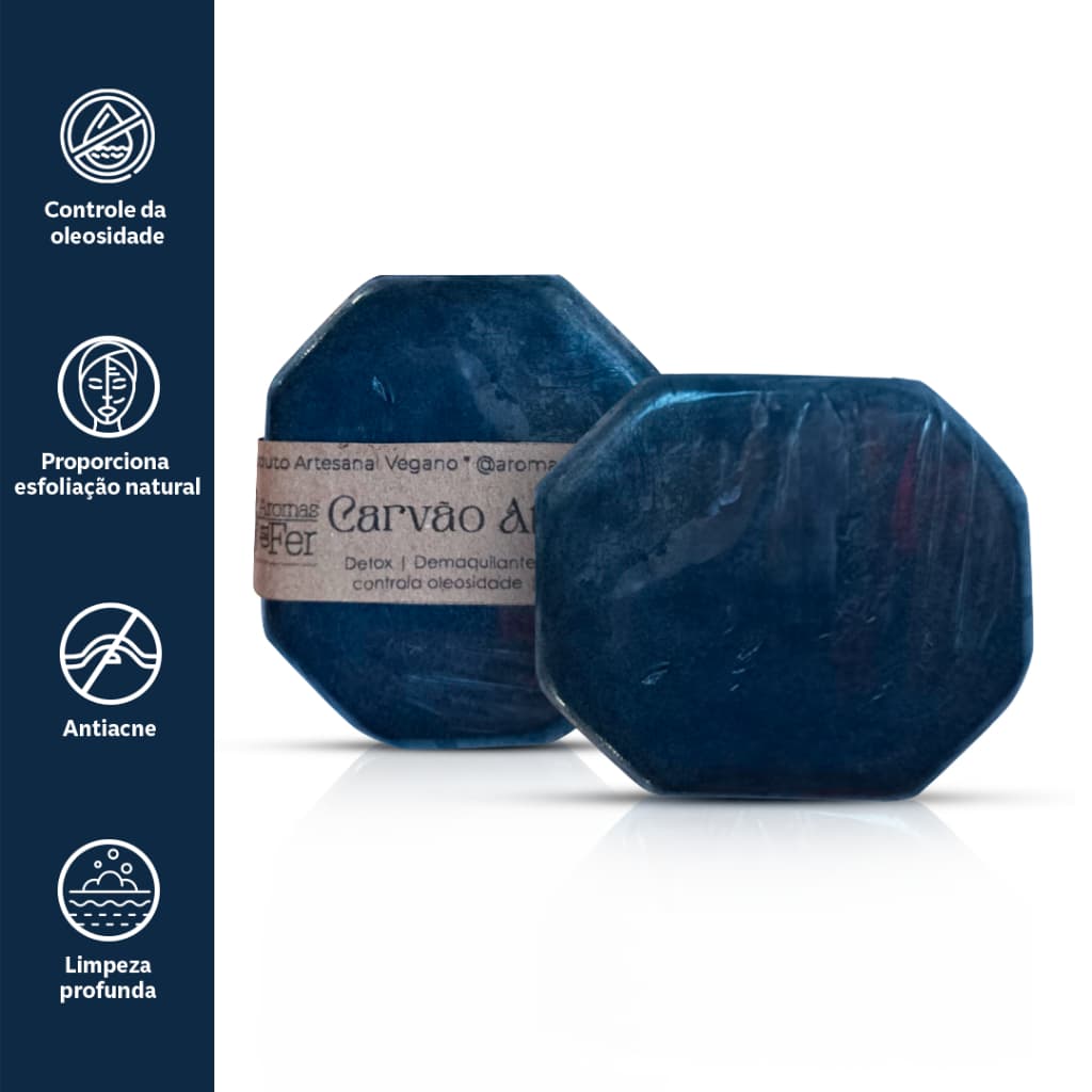 Kit Sabonete Facial Antiacne Esfoliante de Carvão Ativado