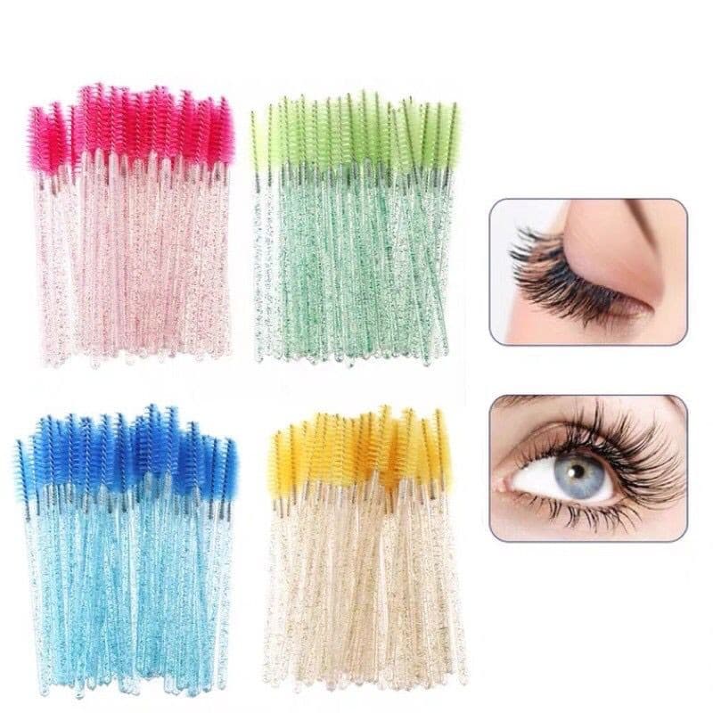 Kit 50 Escovinhas com Glitter para Cílios e Sobrancelha