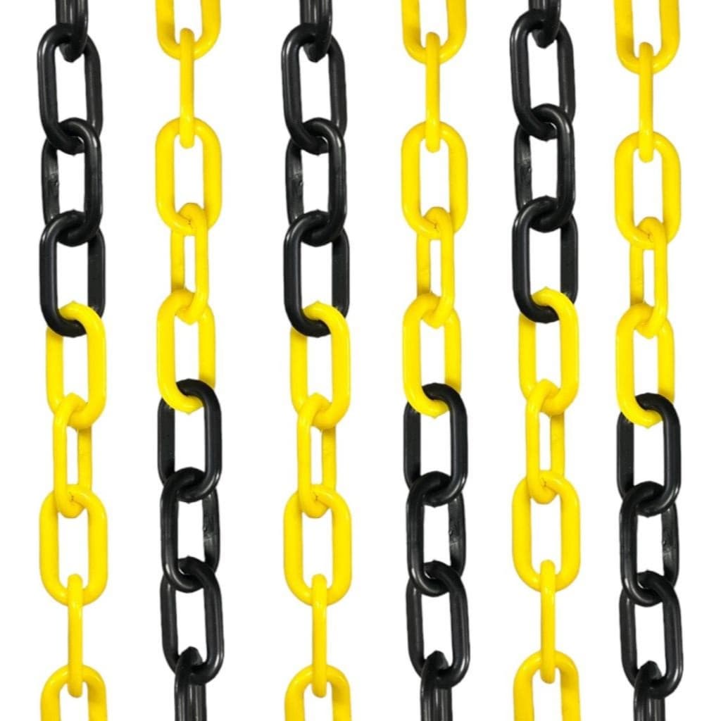 Corrente Sinalização Zebrada/Preto/Amarelo Elo Pequeno Sinalização