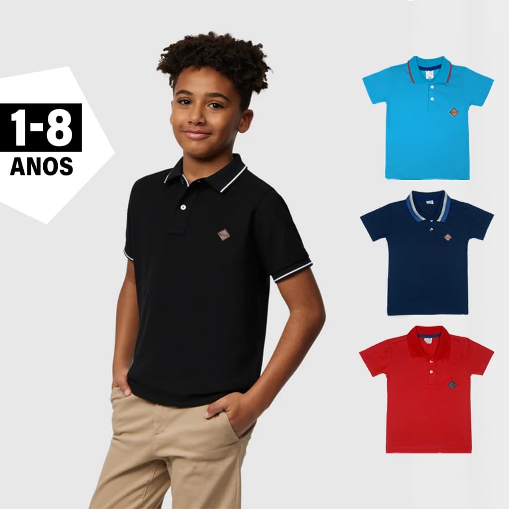 Camisa Gola Polo Infantil Premium Camiseta Menino Crianças
