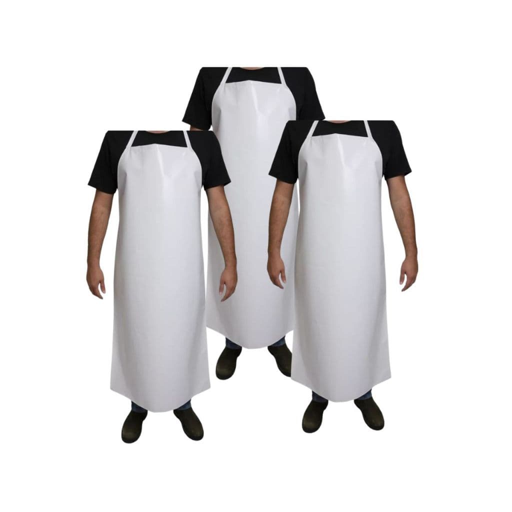 Kit com 3 Aventais Brancos Impermeáveis Para Cozinha ou Açougue