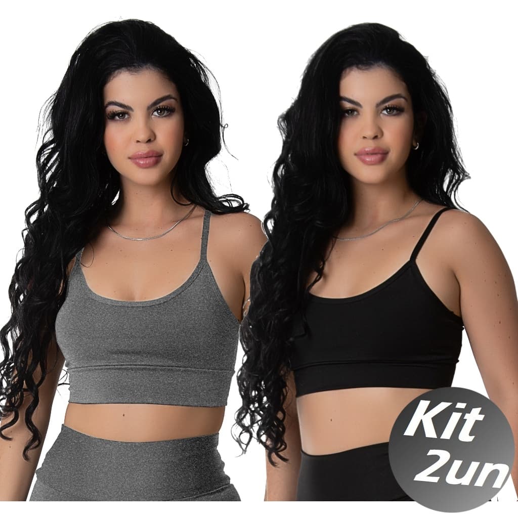 Kit 2 Top Alça Fitness Suplex Poliamida Alcinha de Academia