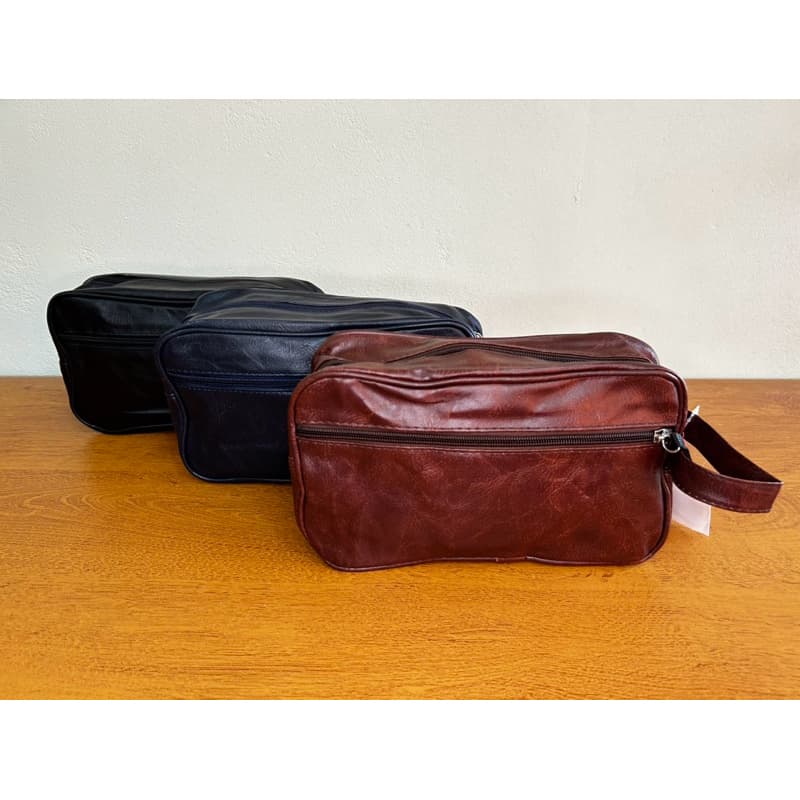 Nécessaire unissex couro sintético com dois bolsos - Bolsa de mão