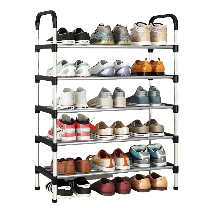 Rack Sapateira Vertical Luxo Aço Inox 5 Prateleiras 15 Pares
