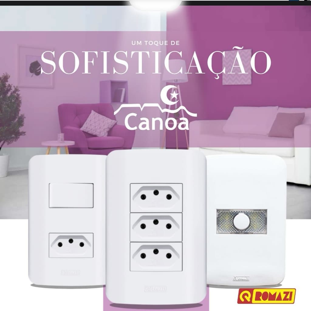 Conjunto Tomadas e interruptor Romazi Canoa