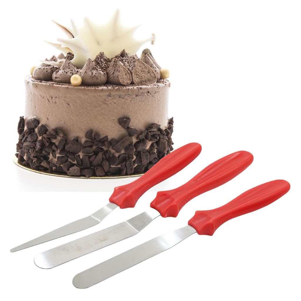 Kit 3 Espátulas Para Bolo Inox Confeitaria Ganachear Decorar Doces Tortas