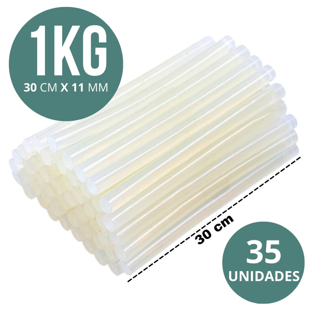 1KG Cola Quente Grossa 35 Unidades Bastão Cola Quente Grosso 30cm x 11mm