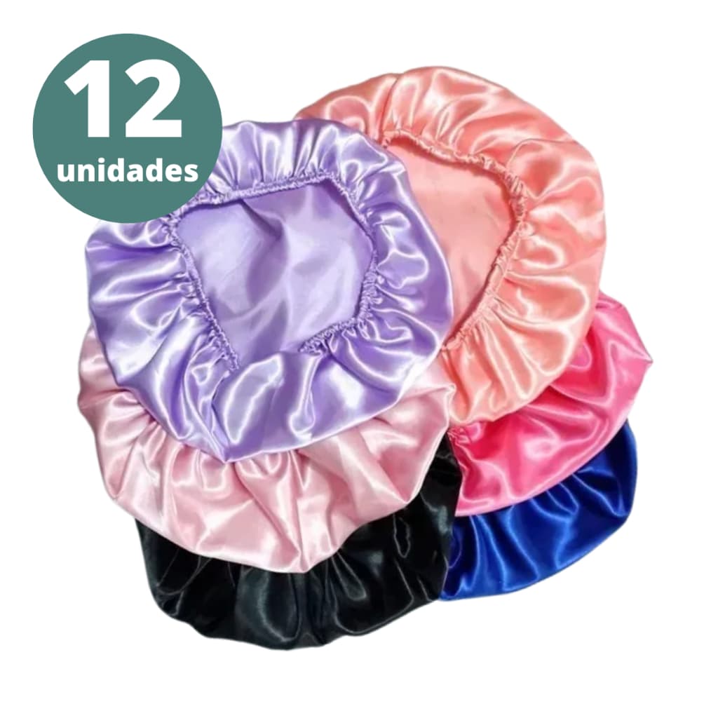 Kit 12 Touca de Cetim Toca Anti Frizz Ajustável Toque de Seda