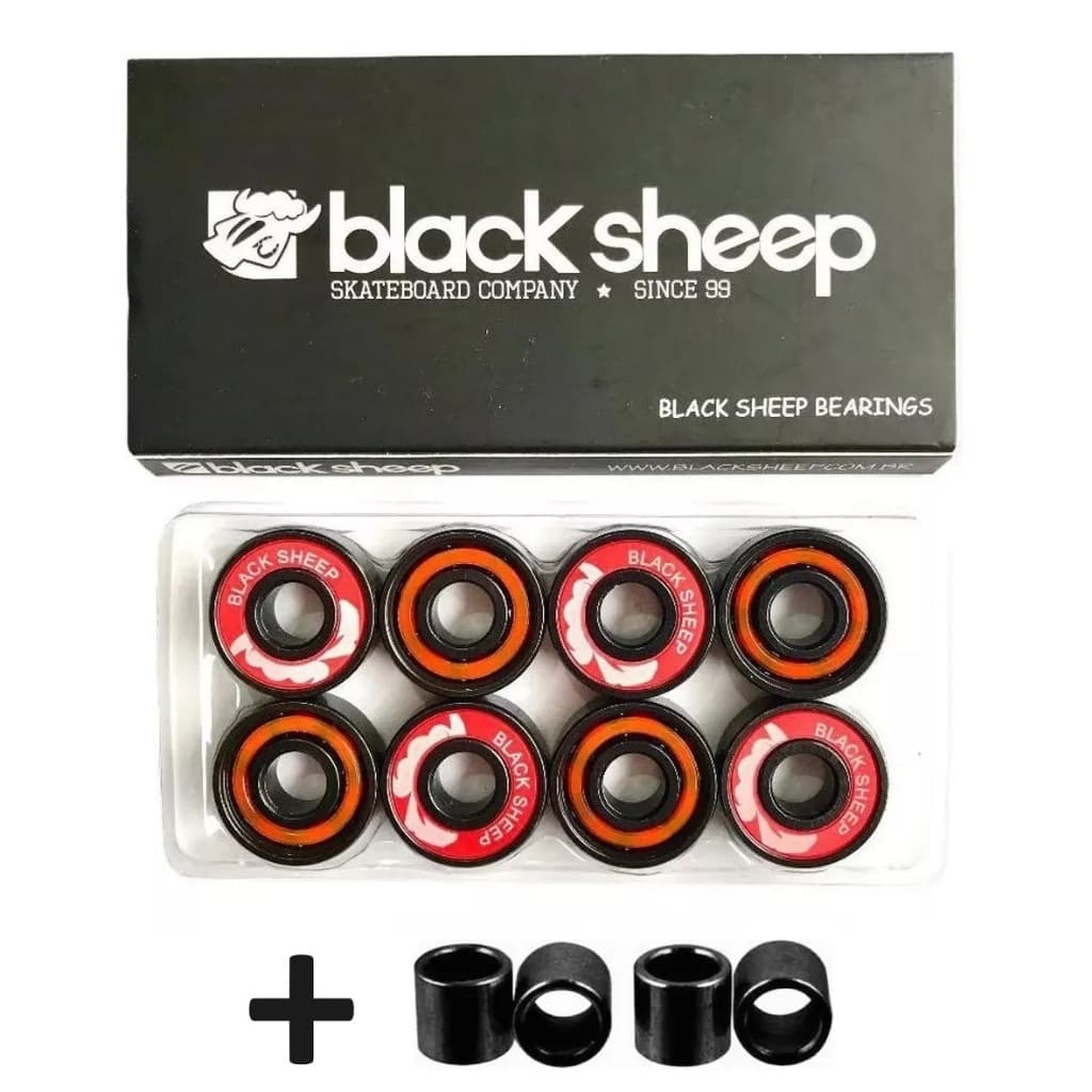 Rolamento Skate Black Sheep Black Cx Preta + Espaçador