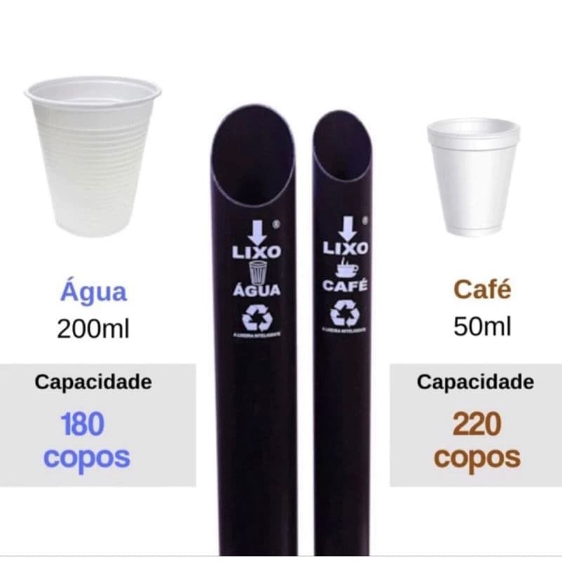 Lixeira para copos reciclável para descarte água e café preta