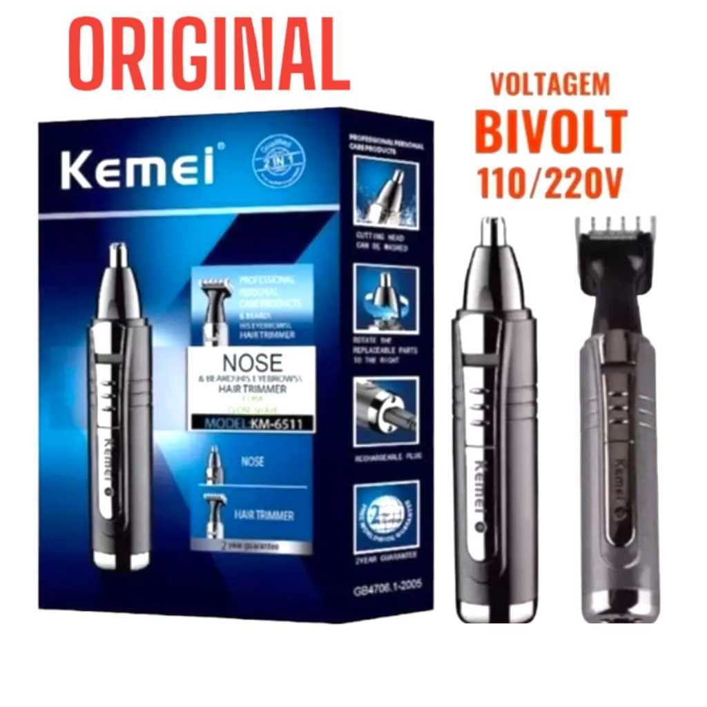 Maquina De Aparar Pelos Nariz Ouvido Kemei Km-6512 Original Recarregável Super Promoção