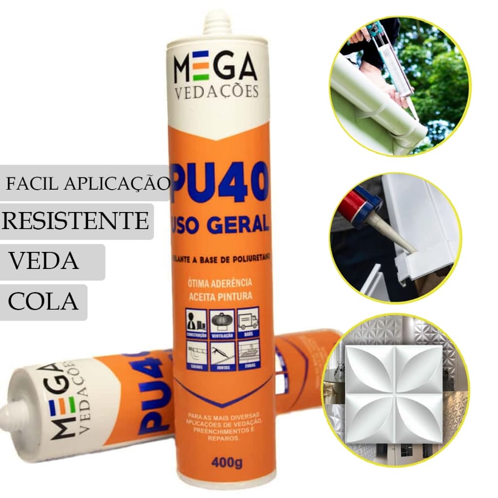 Cola PU 40 Profissional Cola Veda Calha Cuba Preto Branco