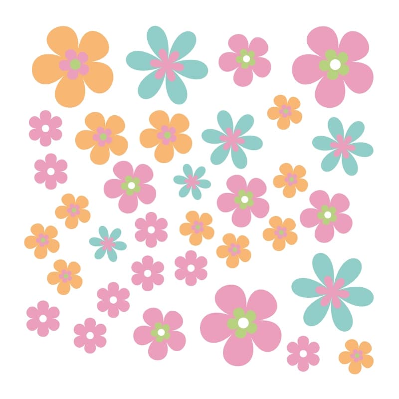 Adesivo de Parede Infantil Flores Jardim Candy Color Quarto - 318ir