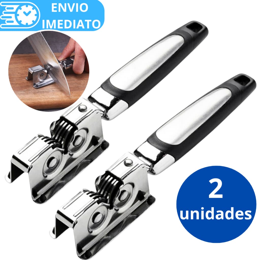 KIT 2 Afiador Amolador de Faca Cutelo 100% Aço Inox Profissional para Casa Restaurante Resistente 3 Laminas