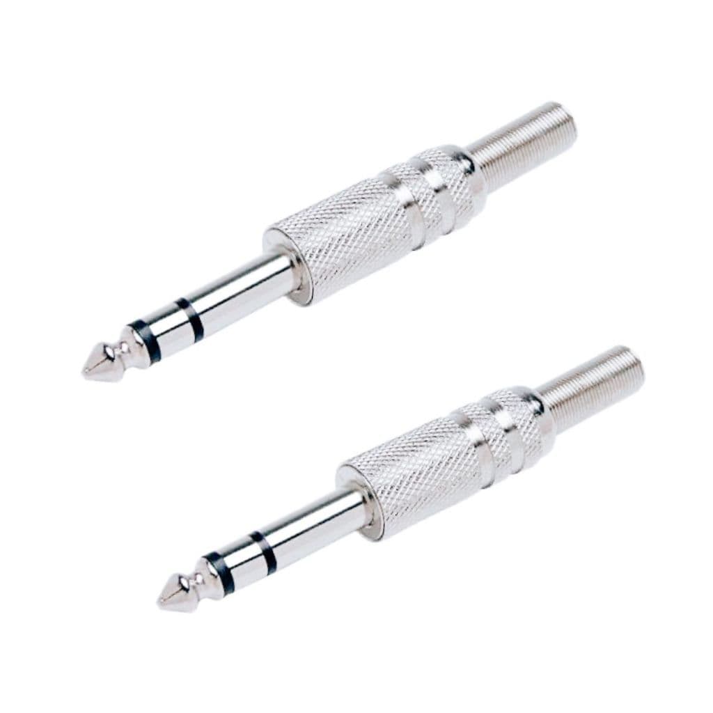 Kit 2 Plug Conector P10 Estereo Metal Blindado C/ Mola