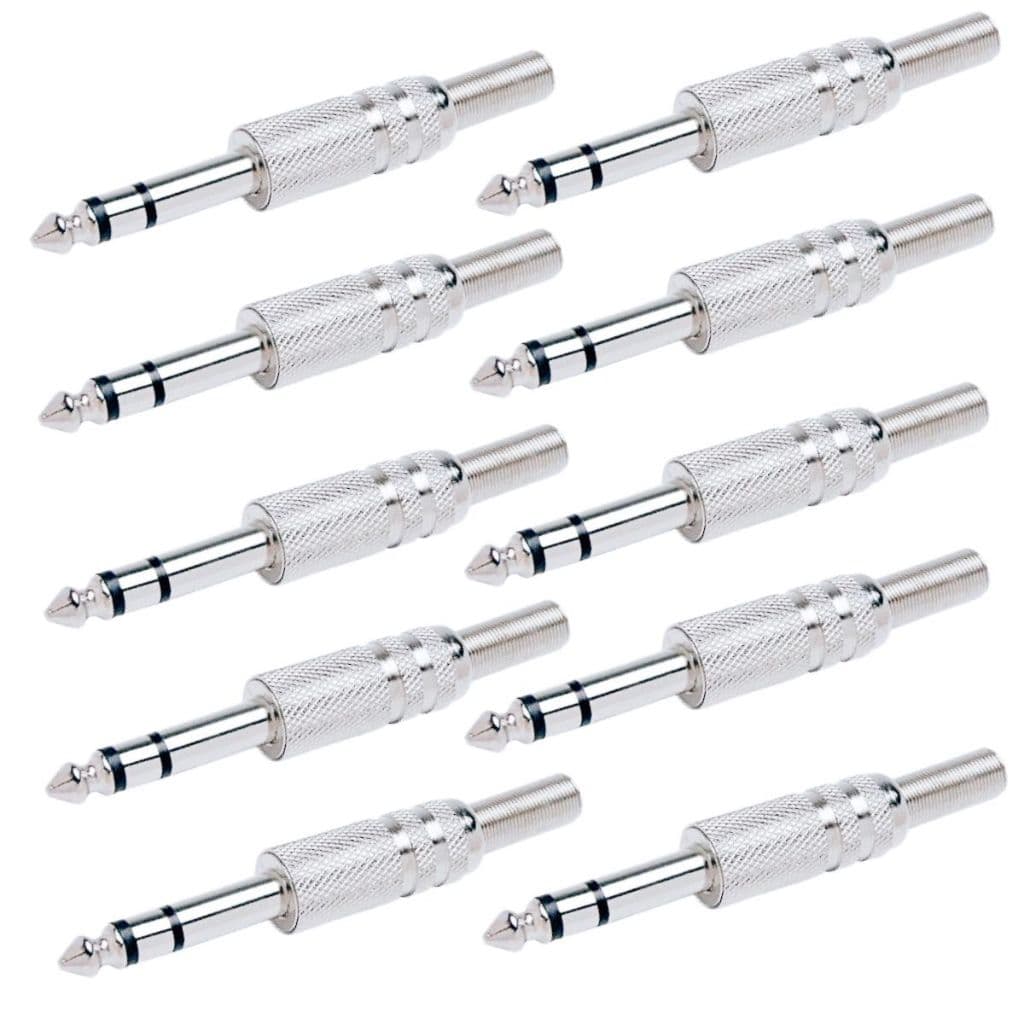 Kit 10 Plug Conector P10 Estereo Metal Blindado C/ Mola