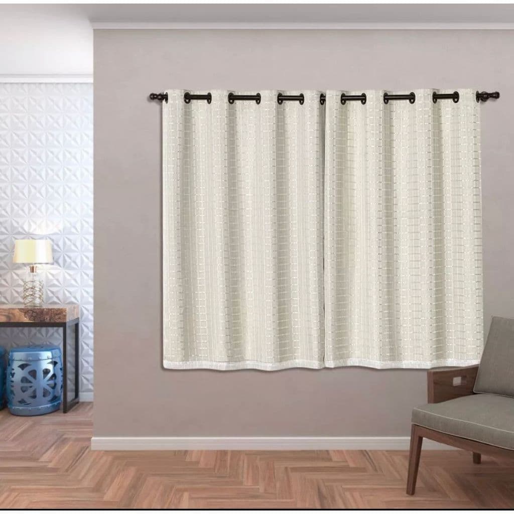 Cortina Janela Blackout voil Xadrez 2,80 x 1,80 - ilhós cromado