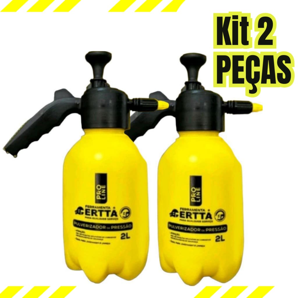Kit 2 Pulverizador Manual Amarelo Compressão Prévia 2 Litros Com Válvula Jardim Plantas