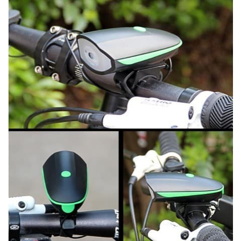 Farol Led Bike C/ Buzina Bicicleta Recarregável Usb