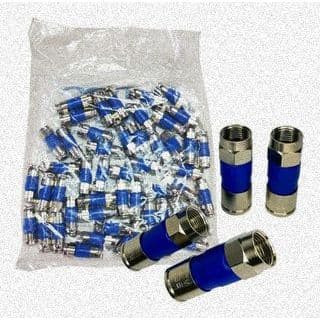 Pacote Com 25 Conectores RG6 Profissional Para Cabo Coaxial De Antena Alta Qualidade Azul